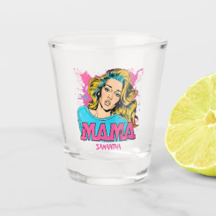 Personalisiert Retro Mama Pop Art (20) Schnapsglas