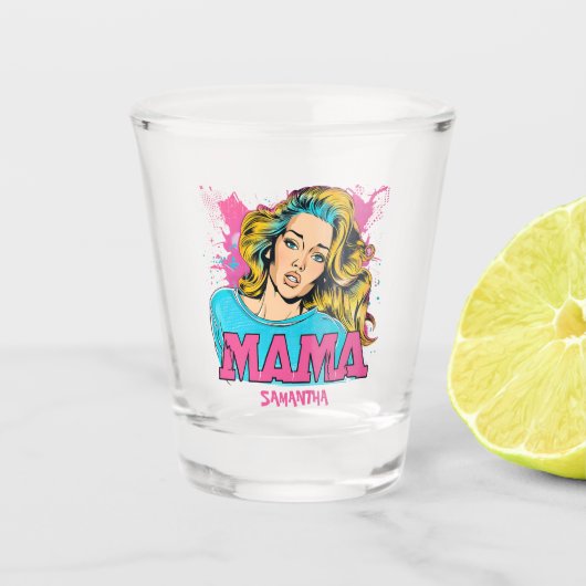 Personalisiert Retro Mama Pop Art (20) Schnapsglas (Vorderseite)