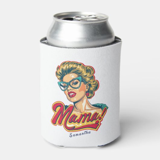 Personalisiert Retro Mama Pop Art 2 Dosenkühler (Kanne Vorderseite)