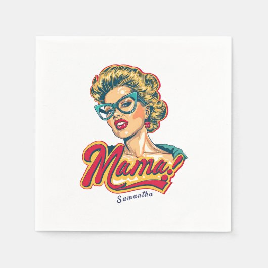 Personalisiert Retro Mama Pop Art 2 Serviette (Vorderseite)