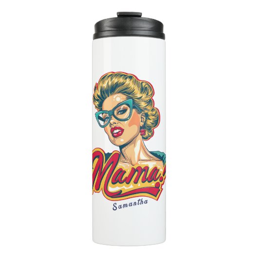 Personalisiert Retro Mama Pop Art 2 Thermosbecher (Vorderseite)