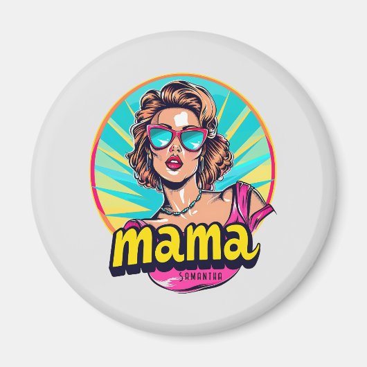 Personalisiert Retro Mama Pop Art 3 Magnet (Vorne)