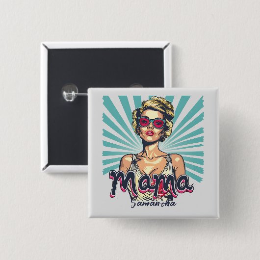Personalisiert Retro Mama Pop Art. 7 Button (Vorne & Hinten)