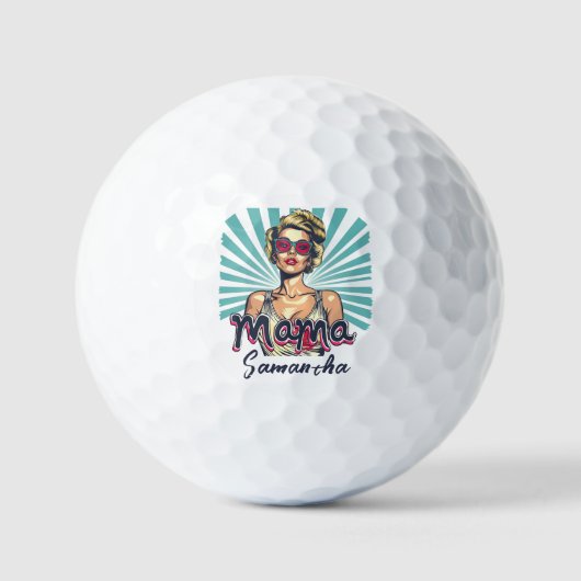 Personalisiert Retro Mama Pop Art. 7 Golfball (Vorderseite)