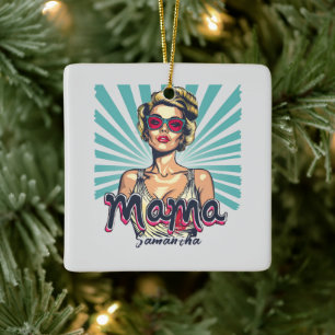 Personalisiert Retro Mama Pop Art. 7 Keramikornament