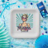 Personalisiert Retro Mama Pop Art. 7 Pappteller (Party)