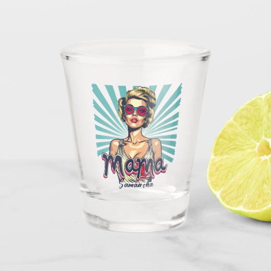 Personalisiert Retro Mama Pop Art. 7 Schnapsglas (Vorderseite)