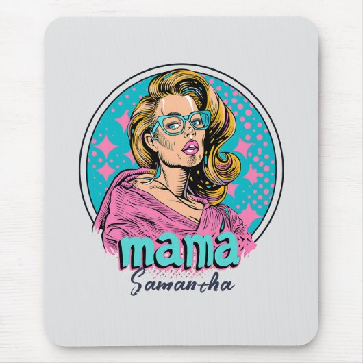 Personalisiert Retro Mama Pop Art. 8 Mousepad (Vorne)