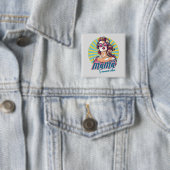 Personalisiert Retro Mama Pop Art. 9 Button (Beispiel)
