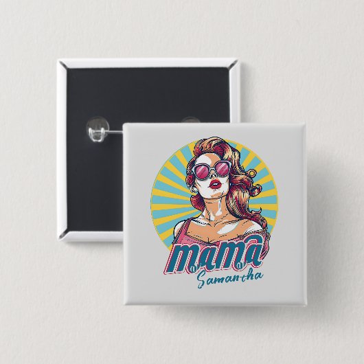 Personalisiert Retro Mama Pop Art. 9 Button (Vorne & Hinten)