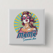 Personalisiert Retro Mama Pop Art. 9 Button (Vorderseite)