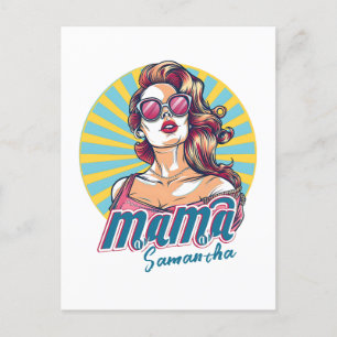 Personalisiert Retro Mama Pop Art. 9 Postkarte