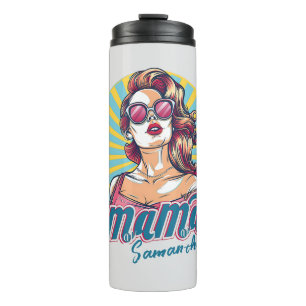 Personalisiert Retro Mama Pop Art. 9 Thermosbecher