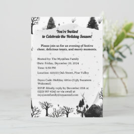 Personalisiert Retro Minimalistische Schwarze Holi Einladung