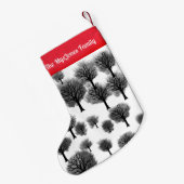 Personalisiert Retro Minimalistische Schwarze Holi Kleiner Weihnachtsstrumpf (Rückseite (Hängend))