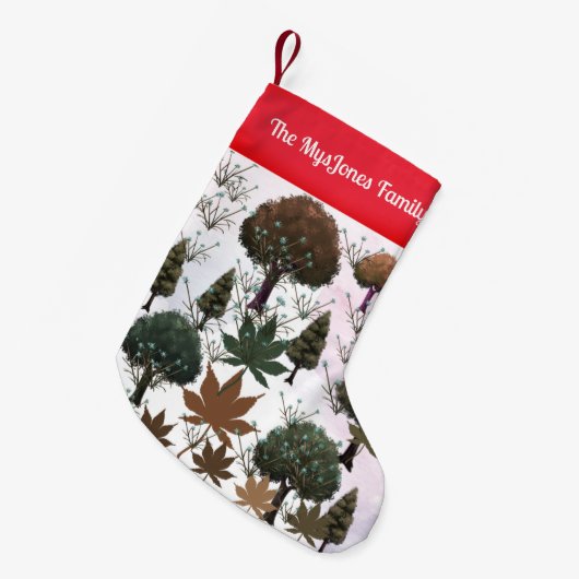 Personalisiert Retro Minimalistische Urlaubspflanz Kleiner Weihnachtsstrumpf (Vorderansicht (hängend))