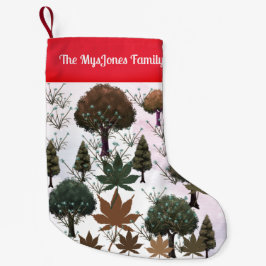 Personalisiert Retro Minimalistische Urlaubspflanz Kleiner Weihnachtsstrumpf