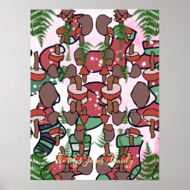 Personalisiert Retro Minimalistischer Pilzsaal Fei Poster