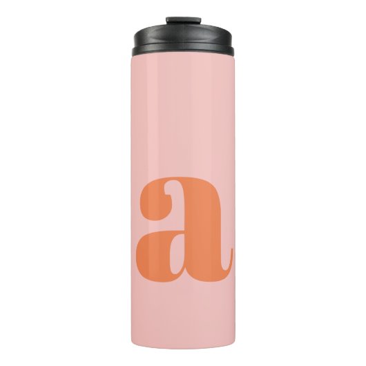 Personalisiert Retro Monogramm Bridesmaid Pink Ora Thermosbecher (Vorderseite)