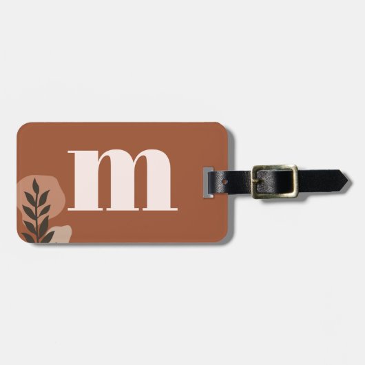Personalisiert Retro Monogramm mit Terracotta Boho Gepäckanhänger (Vorderseite horizontal)