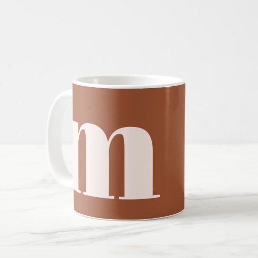 Personalisiert Retro Monogramm mit Terracotta Boho Kaffeetasse (Vorderseite Links)