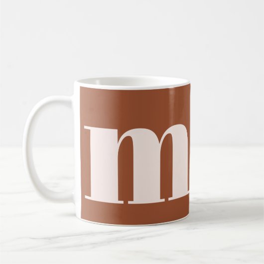 Personalisiert Retro Monogramm mit Terracotta Boho Kaffeetasse (Links)