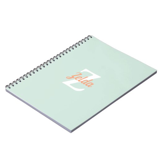 Personalisiert Retro Monogramm Seafoam Green Orang Notizblock (Linke Seite)