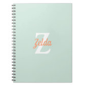 Personalisiert Retro Monogramm Seafoam Green Orang Notizblock (Vorderseite)