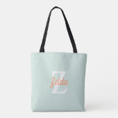 Personalisiert Retro Monogramm Seafoam Green Orang Tasche (Rückseite)