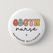 Personalisiert Retro OBGYN Nurse Button (Vorderseite)
