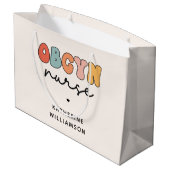 Personalisiert Retro OBGYN Nurse Große Geschenktüte (Rückseite Schrägansicht)