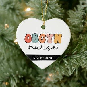 Personalisiert Retro OBGYN Nurse Keramik Ornament