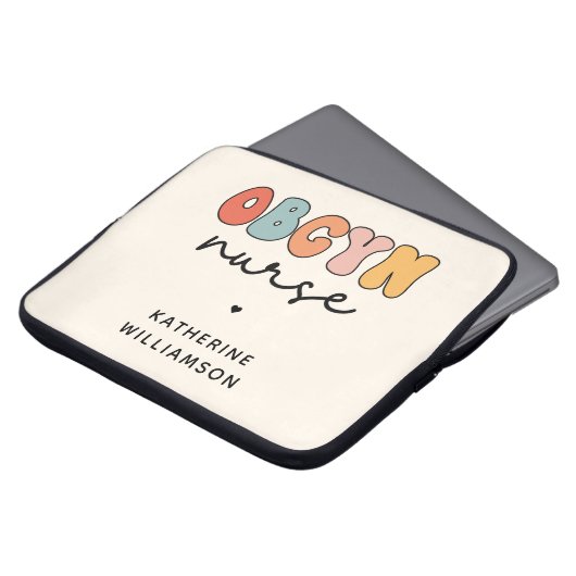 Personalisiert Retro OBGYN Nurse Laptopschutzhülle (Vorne Oben)