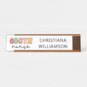 Personalisiert Retro OBGYN Nurse Schreibtischnamensplakette (Vorderseite )