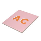 Personalisiert Retro Orange und Pink Monogramm Fliese (Seite)