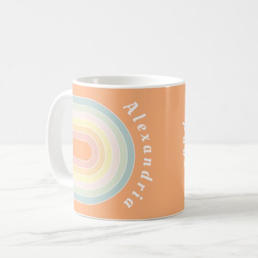 Personalisiert Retro Pastell Rainbow Kaffeetasse (Vorderseite Links)