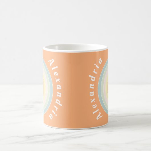 Personalisiert Retro Pastell Rainbow Kaffeetasse (Mittel)