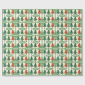 Personalisiert Retro Pine Tree Weihnachten Geschenkpapier (Flach)