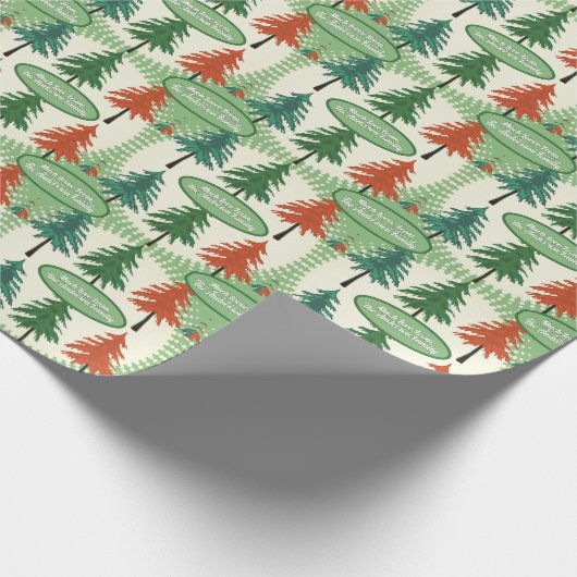 Personalisiert Retro Pine Tree Weihnachten Geschenkpapier (Ecke)
