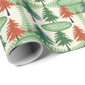 Personalisiert Retro Pine Tree Weihnachten Geschenkpapier (Rolleneckpunkt)