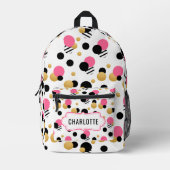 Personalisiert Retro Polka Dot Bedruckter Rucksack (Vorderseite)