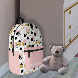 Personalisiert Retro Polka Dot Blush Pink Bedruckter Rucksack
