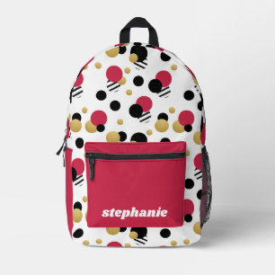 Personalisiert Retro Polka Dot Magenta Pink Bedruckter Rucksack