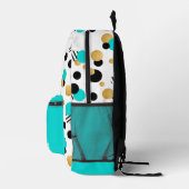 Personalisiert Retro Polka Dot Türkis Bedruckter Rucksack (Rechts)