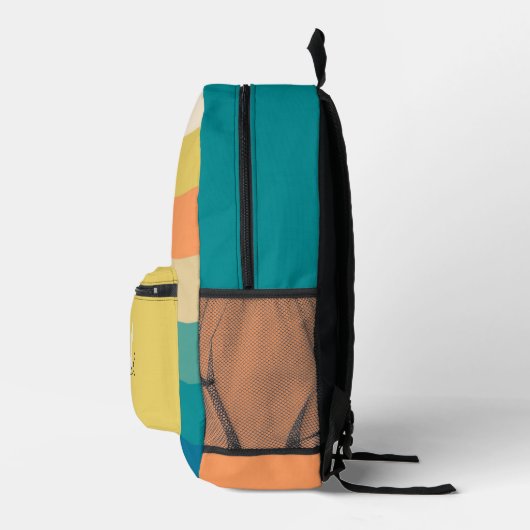 Personalisiert Retro-Regenbogenstreifen Monogramm Bedruckter Rucksack (Rechts)