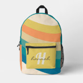 Personalisiert Retro-Regenbogenstreifen Monogramm Bedruckter Rucksack (Vorderseite)
