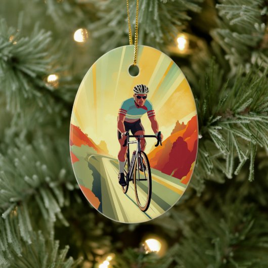 Personalisiert Retro Road Radfahrer - Fahrrad Weih Keramik Ornament (Baum)