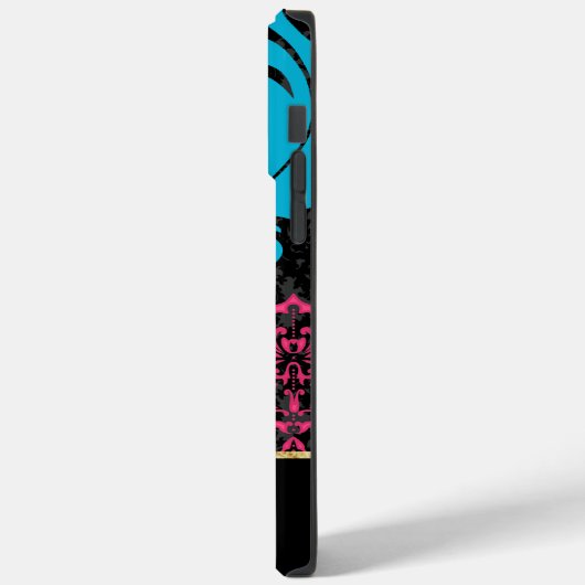 Personalisiert Retro Rosa Aqua Black und Gold Case-Mate iPhone Hülle (Rückseite / Links)