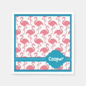 Personalisiert Retro Rosa Flamingo Party Napkins Serviette (Vorderseite)