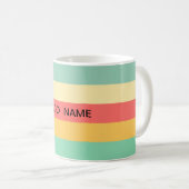 Personalisiert Retro Rosa Gelbgrün Streifen Kaffeetasse (VorderseiteRechts)